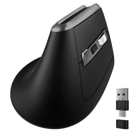Delton S20 Wireless Ergonomic Vertical Mouse, 6 buttons, with 2-in-1 USB and USBC Receiver DMS20-WB